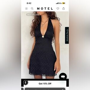 Codami Halterneck Mini Dress in Lace Black